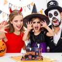 6 x Magic Ants Halloween 3D Pop-Up Card, Haunted House Design with Ghosts and Pumpkins, Spooky Greeting Card for Halloween Celebrations, Unique Handmade Halloween Card with Envelope