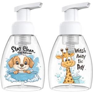 2PCS Foaming Soap Dispenser, DQELFA Foam Hand Soap Dispenser Pump Bottles, Refillable Plastic Foam Dispenser for Soap, Kitchen, Bathroom (8oz,250ml)