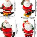 Christmas Miniature Figurines, 4PCS Mini Christmas Santa Claus Ornaments Christmas Miniature Ornament Resin Santa Figurines for Xmas Santa Claus Decoration Christmas Party Supplies