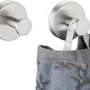 JQK Brushed Steel Towel Hook, Coat Robe Clothes Hook for Bathroom Kitchen Garage Wall Mounted 2 Pack, 304 Stainless Steel, TH600-BN-P2