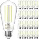 TJOY 32 Pack Vintage Edison LED Light Bulbs, Dimmable, 60W Equivalent, E26 Medium Base, 5000K Daylight, ST58, 8W, 800LM, Ultra-Bright, 80+CRI, Antique Decorative Filament, Clear Glass