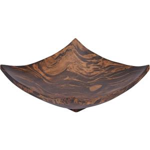 AeraVida Square-Shaped Mango Tree Wood with Dark Stain Serving Dish or Fruit Bowl | Wood Decor Bowl