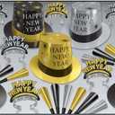 Beistle Silver and Gold Asst New Years Eve Party Kit  Metallic Hats, Tiaras and Noisemakers, Festive Holiday Celebration Supplies Accessories for Midnight Countdown, Office, Gala and Home Parties