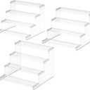 Lifewit 4 Tier Clear Display Risers Stand, Plastic Risers for Display, Plastic Perfume Organizer, Display for Figures, Cupcake, Dessert, Desktop Stand for Organization and Decor, 3pack, 12inch