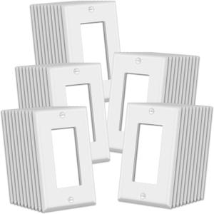 CML Matte White Decorator Wall Plates, 50 Pack Electrical Outlet Receptacle Covers, 1-Gang Switch Plates, Standard Size 2.76 x 4.5, Impact Resistant, UL Listed, Contractor Pack