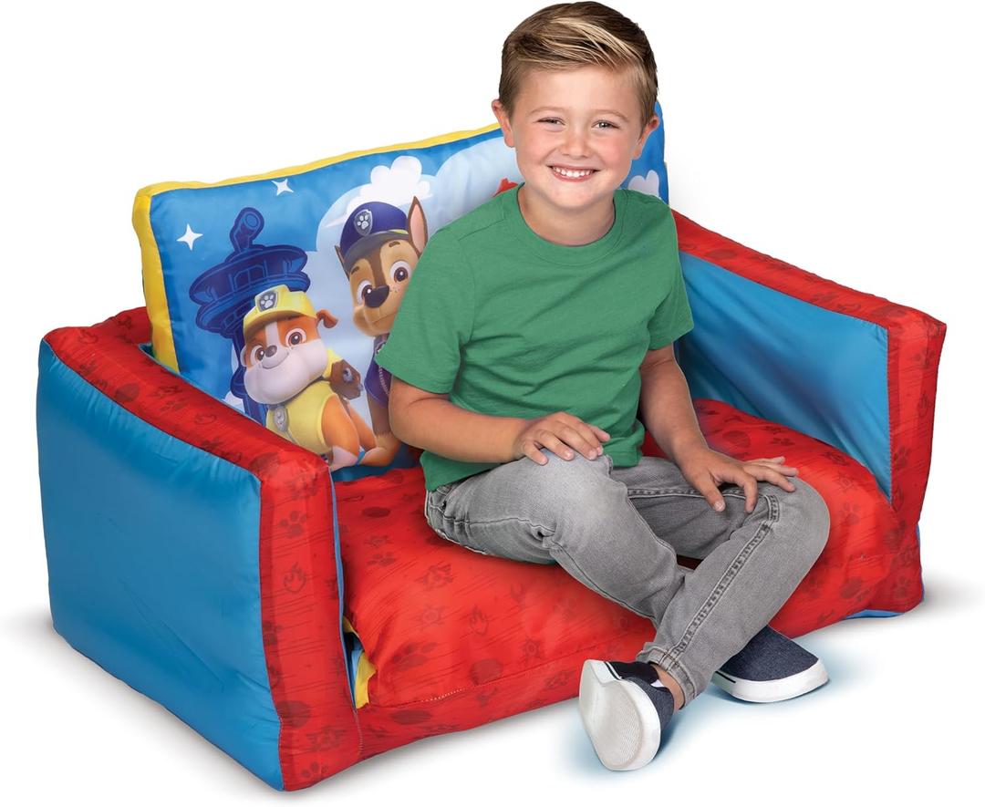 Paw Patrol Kids Sofa Bed, Children 2-in-1 Flip Open Inflatable Comfy Couch to Lounger, Toddler Nap Mat, Over 4ft Long