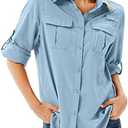 Toumett Women's UPF 50 Long Sleeve Sun Protection Shirts Safari Fishing Hiking, size 2xl