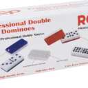 Dominos Set for Adults  Professional Double 9 Dominoes Set of 55 Tiles for Adults, Metal Spinner, Classic and Travel Board Game with Wood Case Juegos de Mesa Silver