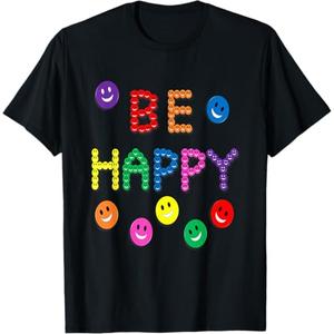 Be, Happy Smile Funny Cute Happiness Kind Face Multi-Color T-Shirt, XL