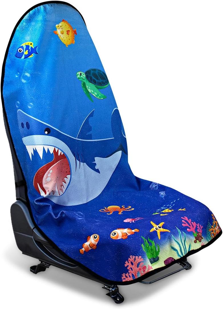 Waterproof Sweating Car Seat Cover for Post Gym Workout, Running, Swimming, Beach and Hiking, Universal Fit Non-Slip Seat Protector for Cars SUV Trucks, Machine Washable (Ocean)