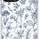 for iPhone 13 Case, Vintage Botanical Pattern with Blue Flowers, Military-Grade Drop Protection, Floral Soft Slim TPU Protective Cover with Camera Protection for Women & Girls