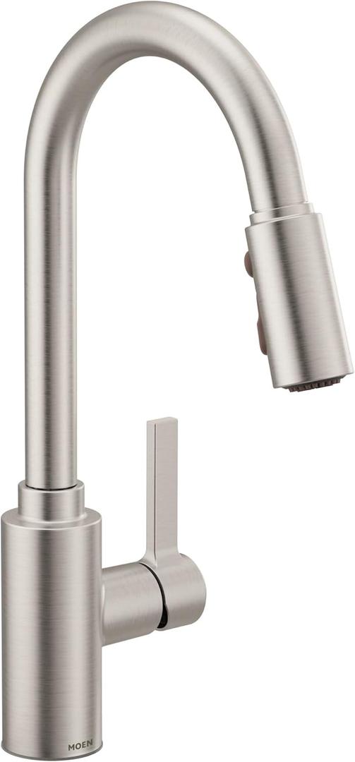 Moen Genta LX Spot Resist Stainless One-Handle Modern Kitchen Faucet with Pull Down Sprayer and a Reflex Docking Head, Featuring Power Boost for a Faster Clean, 7882SRS