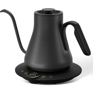Cocinare Gooseneck Electric Kettle, 1F Temperature Control, 1500W Fast Heating, Pour Over Coffee & Tea Kettle with Brew Timer & Keep Warm, Stainless Steel, 0.9L (Matte Black)