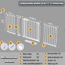 Baby Gate Extra Wide Fits 62.2"-71.65" Inch Opening - Dog Pet Gate for Doorways Stairs No Drilling Pressure Mounted - Large Child Safety Indoor Outdoor White