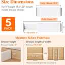 Lifewit 5 Pack 5" High Drawer Dividers 34-56cm/13.5-22" Adjustable Drawer Organizer for Clothes/Utensils, Expandable Drawer Separator in Dresser/Kitchen/Bedroom/Office Organization & Storage White