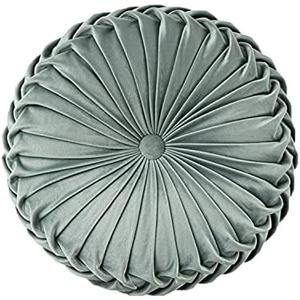 HLOVME Throw Pillow for Couch Decorative 3D Pumpkin Round Velvet Cushion for Sofa Bed Chair Floor 15”X15”, Light Green