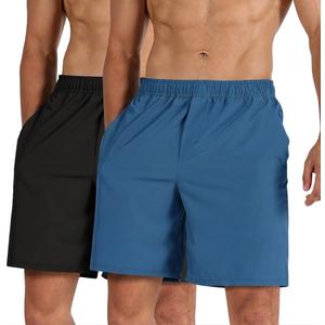2 x ODODOS Men's Athletic Shorts with Pockets 5" Quick Dry Lightweight Workout Gym Running Shorts, Blue, XX-Large