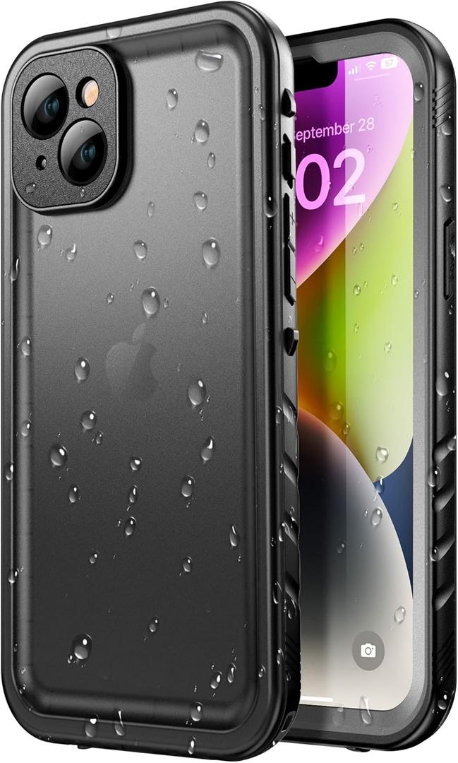 SPORTLINK for iPhone 14 Plus Waterproof Case - Shockproof Dustproof Phone Case with Screen Protector, Full Body Protective Case for iPhone Plus 6.7'' Black