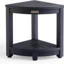 KaimuBench Shower Bench for Inside Shower, Poly Lumber Corner Shower Stool, Plastic Bathroom Bench Seat for Shaving Legs, Shower Chair Seat, Shower Foot Rest with Adjustable Feet, Non-Slip, Black