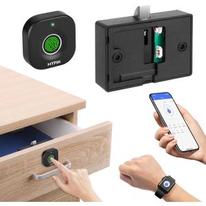 Bluetooth Fingerprint Cabinet Lock With Phone/Watch App Unlock, Smart Biometric Keyless Hidden File Drawer Wardrobe Lock, Child Safety Electric DIY Wooden Furniture