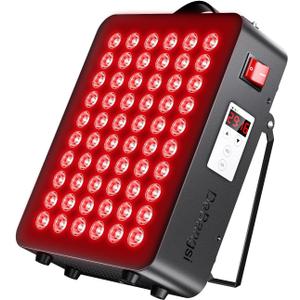 Red Light Therapy, Dual Chip Clinical Grade with 60 LEDs Device, High Power Near-Infrared Panels at 660nm/850nm, Timer Function for Body, Pain Relief, Face, Improve Sleep, Skin Health, (Black)
