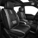 IKABEVEM for Ford F150 2009-2024 2025 2026 Seat Covers - F250 F350 F450 2017-2025 2026 Seat Protectors with Waterproof Leather(Full Set,Black & Grey)