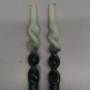 Sage Green Spiral Taper Candles 10 Inch - Handmade Twisted 2 PCS | Smokeless Unscented for Home Decor Wedding Party