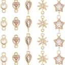 BENECREAT 20Pcs 5 Style 18K Gold Plated Links Flat Round Star Brass Micro Pave Cubic Zirconia Links Teardrop Heart Shape Connecter for Necklace Bracelet Making, Festival Gift