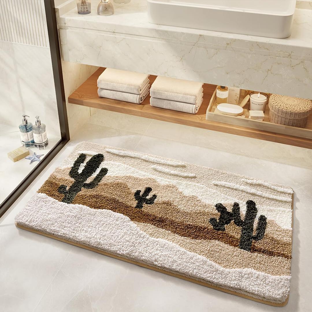 Luxury Bath Mat Super Absorbent and Non Slip Bathroom Rug Forest Mat Machine Washable Soft Microfiber Rug for Dining Room, Living Room and Tub (Deserts, 23"x16") (1'4" x 1'11" (Rectangular))