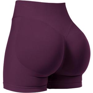 VOYJOY Women Workout Impact Shorts 3.6"/ 4.5"/ 6" Scrunch Butt Lifting Gym Seamless Booty Biker Shorts (X-Small, Black Cherry)