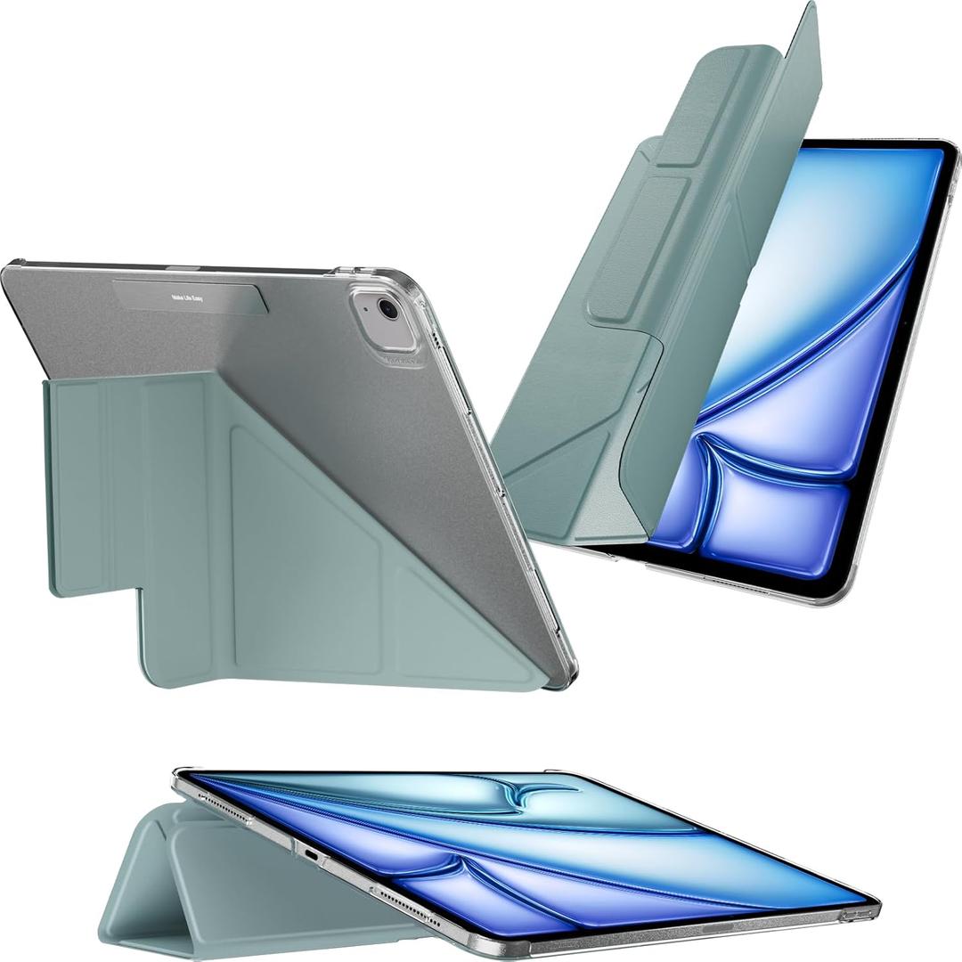 MAGEASY Case for 2025 M3 & 2024 M2 iPad Air 13 - Folio Case with Multi-fold, Multi-Angle Stand, Apple Pencil Holder, Stain-Resistant - Facet | Exquisite Blue (2024-2025 iPad Air 13 (M3/M2))