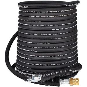 YAMATIC 3/8" Pressure Washer Hose 100 FT,4000 PSI Steel Wire Braided with 360 ° Swivel 3/8" Quick Connect, Rated 212°F Hot/Cold Water, Steel Braided Rubber Hose for Professional Gas Cleaning