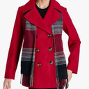 Womens Plus Scarfed Double Breasted Pea Coat 2X