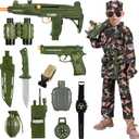 BLmukce Army Costume for Boys, Boys Military Army Pretend Play Set, Halloween Gifts Military Soldier Costume for Kids 3-5 5-8 8-10 (L(9-12 Yrs, 51.18"-61.02"))
