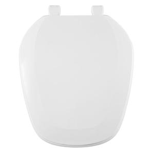 Centoco Eljer Emblem Round Toilet Seat with Square Front, Closed Front with Cover, Residential, Plastic, Made in the USA, EMB201-001, White