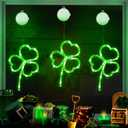 [Timer] 3 Pack St Patricks Day Decorations Shamrocks Window Lights Battery Operated, Green St. Patrick's Day Lights Saint Patricks Day Decor Window Silhouette Lights for Home Party Door Indoor Outdoor