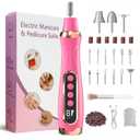 HengYuanler Professional Manicure Pedicure Kit Cordless Electric Nail File Set 6 Speed Cordless Nail Drill for Thick Nail Toenail Cuticle Hand Foot Care Nail Drill Tool(Rose)