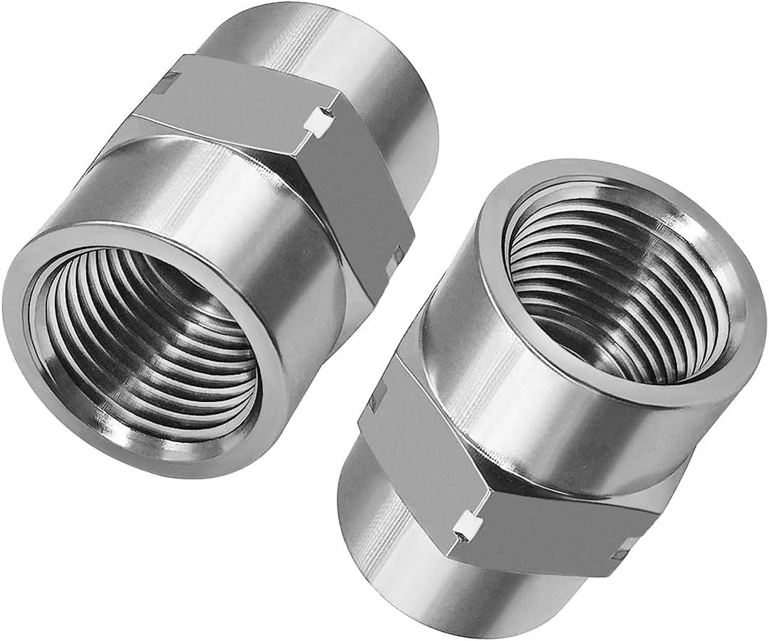 Beduan Stainless Steel Reducing Coupling Adapter 1/2" NPT Female x 3/8" NPT Female Hex Coupler Pipe Fitting for Air Water Gas Oil(Pack of 2)