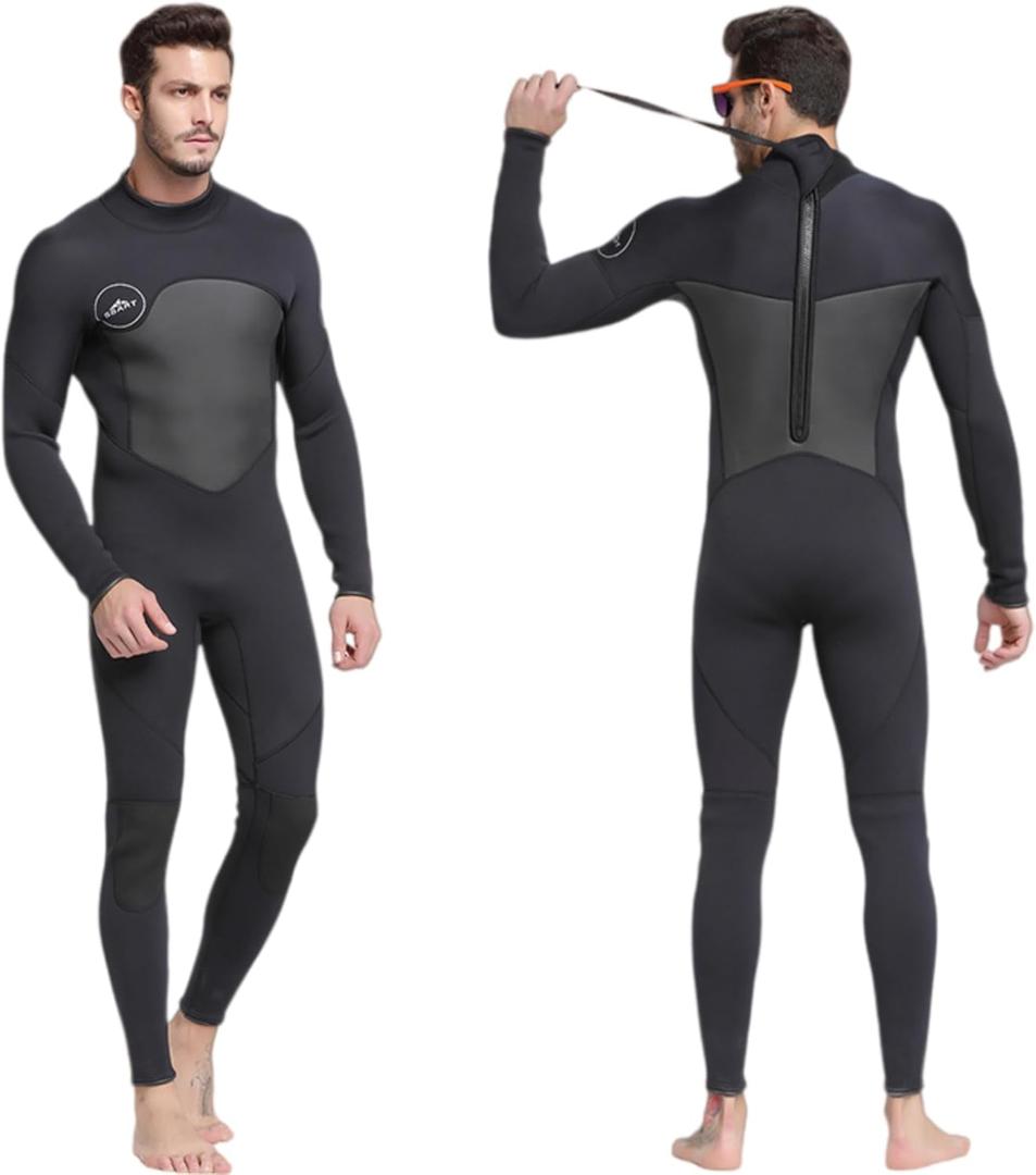 Sbart Premium Men's 1.5mm Neoprene Full Body Wetsuit, Keep Warm & Comfy, Adult Men Fullsuit Diving Suit for Scuba Diving Snorkeling Surfing Swimming Kayaking Paddling SUP All Watersports M
