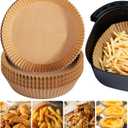 Air Fryer Disposable Paper Liners for Ninja AF161 AF150AMZ, 125 Pcs Round Parchment Cooking Liner for Airfryer, Microwave Oven, Frying Pan, 8 Inch Fryers Filters Sheets for 5 6 7 8 Qt Baking Basket