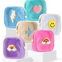 Silkfly 5 Pcs Cute Preppy Patch Makeup Bags Bulk Christmas Mini Pouches for Gifts Chenille Nylon Toiletry Macaron Color Cosmetic Bags with Zipper Clear Toiletry Pouches for Women Travel Supplies