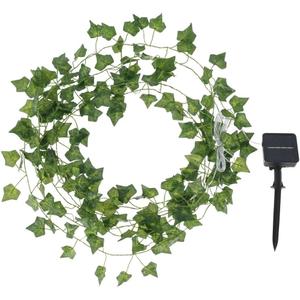 33ft 100 LED Solar Ivy String Lights, Outdoor Garden Artificial Ivy Green Leaf Garland with Lights for Garden Courtyard Holiday Wedding Decorative