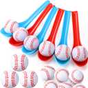 12 Pack Baseball Theme Party Game Spoon Relay Race Toy Set for Kids Adults Baseball Foam Ball and Spoon Race Game for Sports Party Indoor Outdoor School Class Birthday