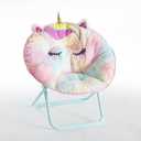 Heritage Kids Rainbow Unicorn Figural Faux Fur 23" Folding SaucerChair, Ages 3+