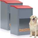 2 Pcs 25 Lbs Large Galvanized Automatic Dog Feeder Dog Food Dispenser with Handle Acrylic Panel Galvanized Gravity Feeder Thickened Rust Proof Outdoor Hanging for Doggie Breed Food Container