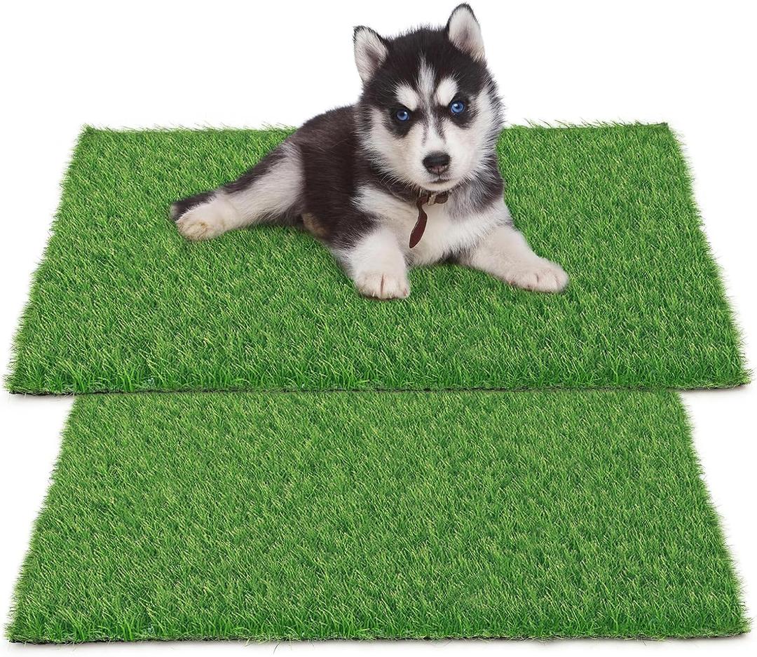 30 x 20 inches 2 Pack Fake Grass Pee for Dogs Artificial Grass Rug Pad for Puppy Potty Washable Grass Mat for Pet Training with Drainage Hole