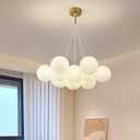 Aeyee Glass Bubble Chandelier, Cute Globe Pendant Light, Frosted Glass Hanging Lamp for Kids Room, Nursery Room (Gold, 7 Lights)
