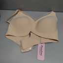 PoseFree Womens Wireless Bras Supportive Tshirt Bra No Underwire Seamless Push Up V Mesh Comfortable Bralette Everyday Bras (Beige, L)