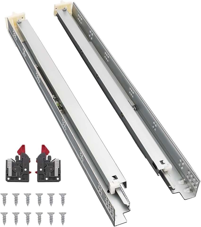 Probrico 6 Pairs 18 Inch Undermount Drawer Slides, Full Extension Concealed Drawer Runners Soft Close Bottom Mount Drawer Slides with Rear Mounting Brackets Locking Devices