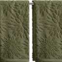 Artoid Mode 2 Pcs Olive Green 3D Dahlia Floral Jacquard Hand Towels for Bathroom, Cotton Soft Absorbent Bathroom Decor Towels, 13.7 x 29.5 Inch